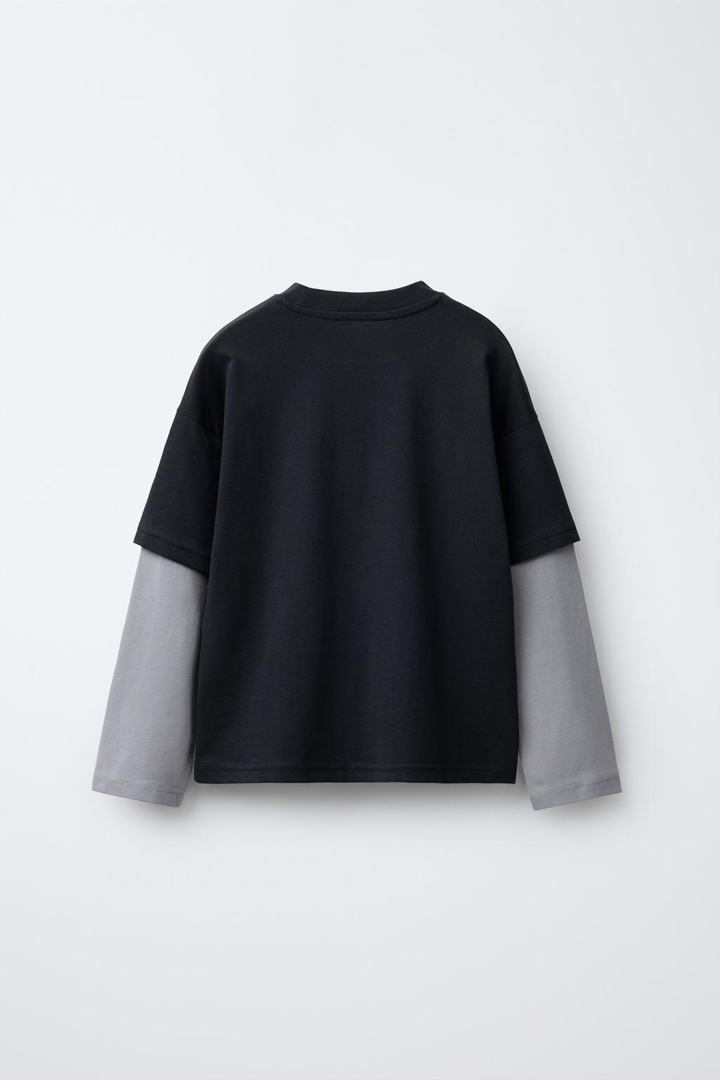 ЛОНГСЛИВ С ДВОЙНЫМИ РУКАВАМИ И НАДПИСЬЮ