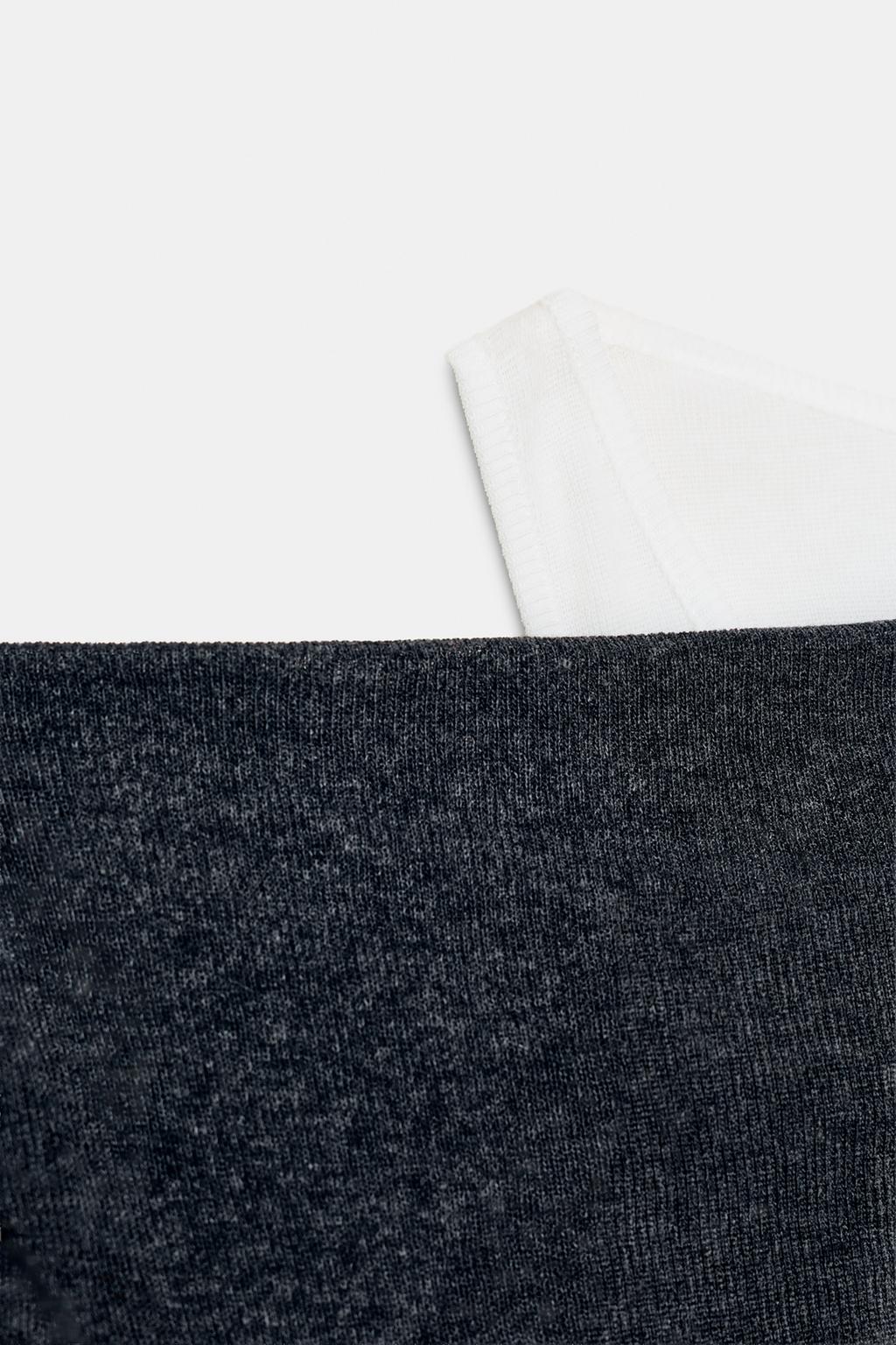 ФУТБОЛКА АСИММЕТРИЧНОГО КРОЯ С ЭФФЕКТОМ ДВОЙНОЙ ТКАНИ