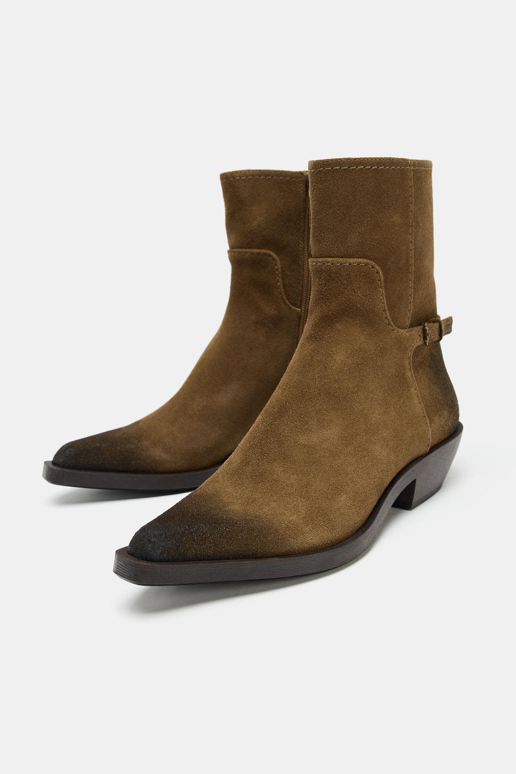 КОЖАНЫЕ БОТИНКИ С ЭФФЕКТОМ ПОТЕРТОСТИ