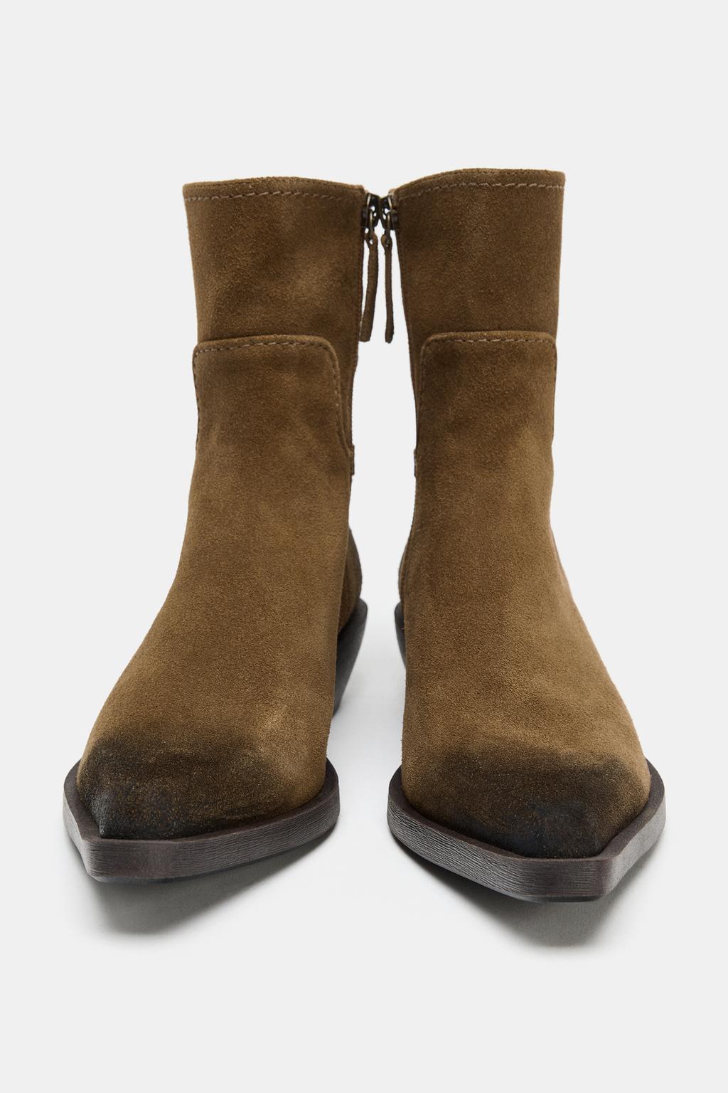 КОЖАНЫЕ БОТИНКИ С ЭФФЕКТОМ ПОТЕРТОСТИ