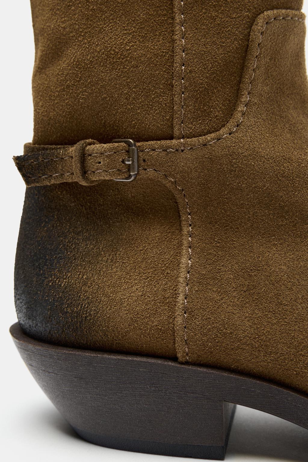 КОЖАНЫЕ БОТИНКИ С ЭФФЕКТОМ ПОТЕРТОСТИ