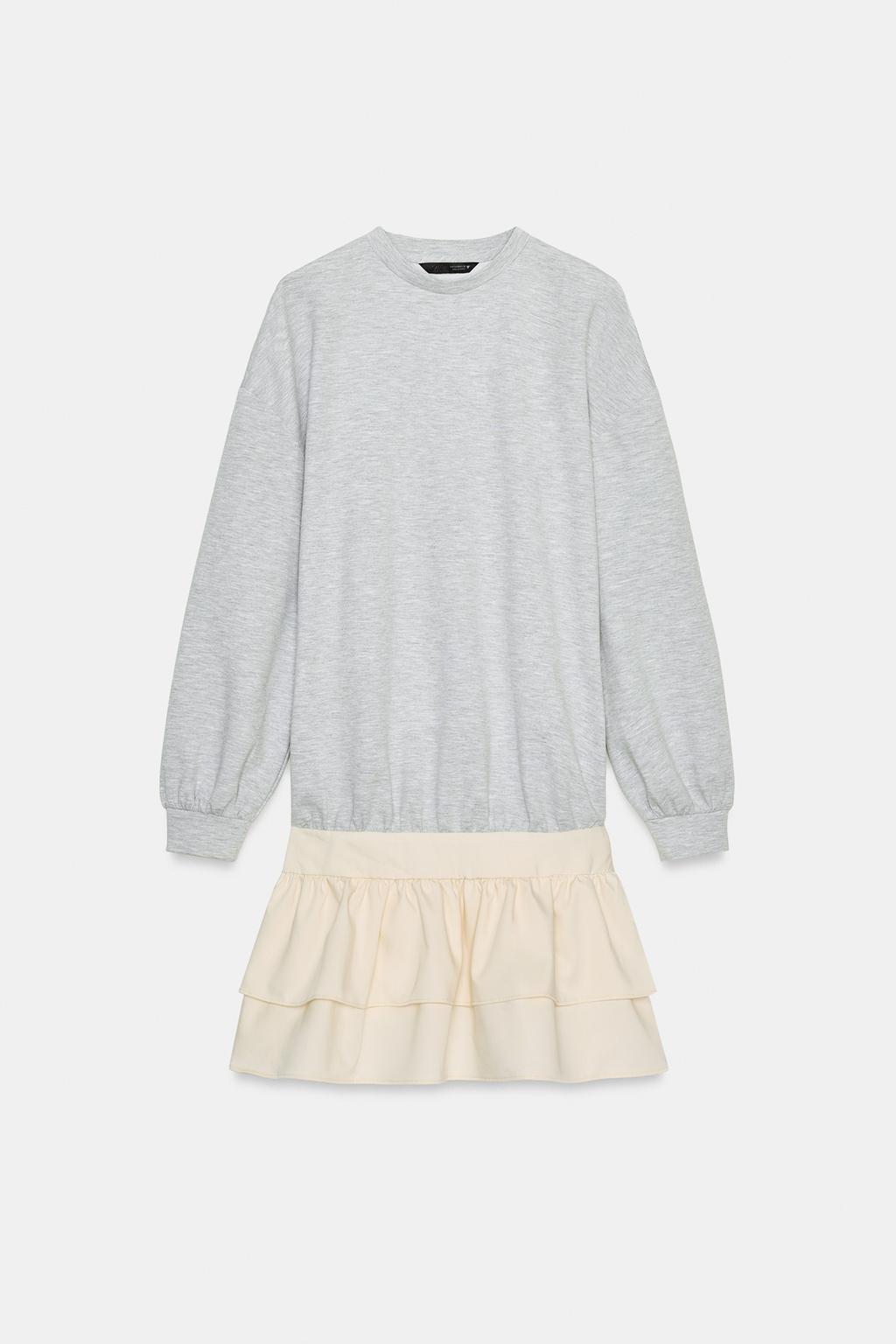 КОРОТКОЕ КОМБИНИРОВАННОЕ ПЛАТЬЕ С ВОЛАНАМИ