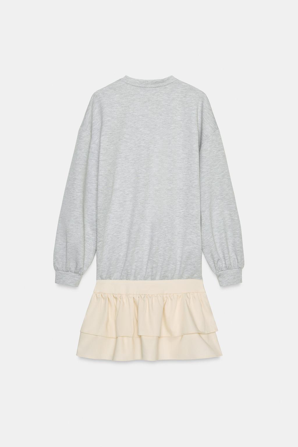 КОРОТКОЕ КОМБИНИРОВАННОЕ ПЛАТЬЕ С ВОЛАНАМИ