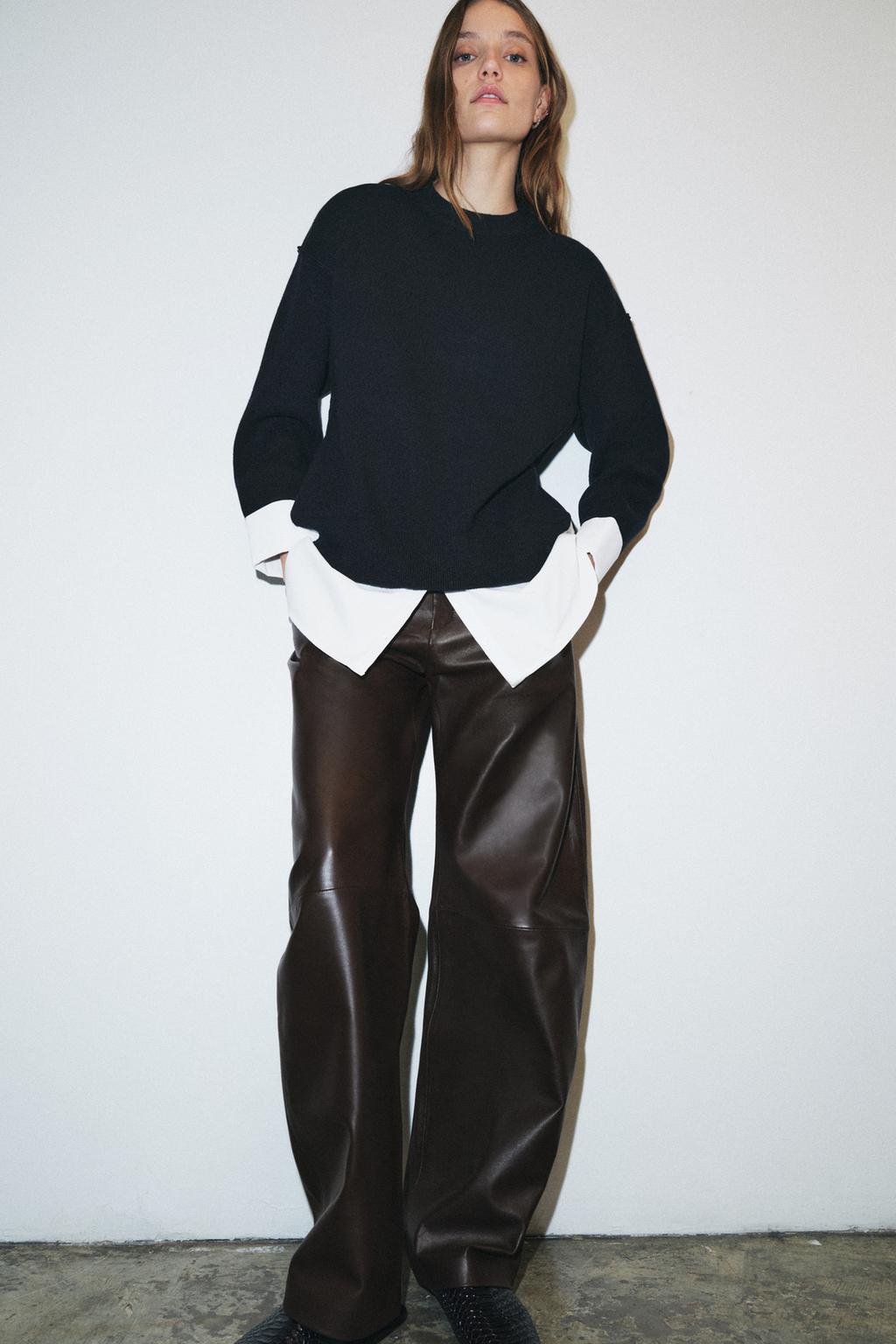 СВИТЕР С КОМБИНИРОВАННЫМ ПОПЛИНОМ