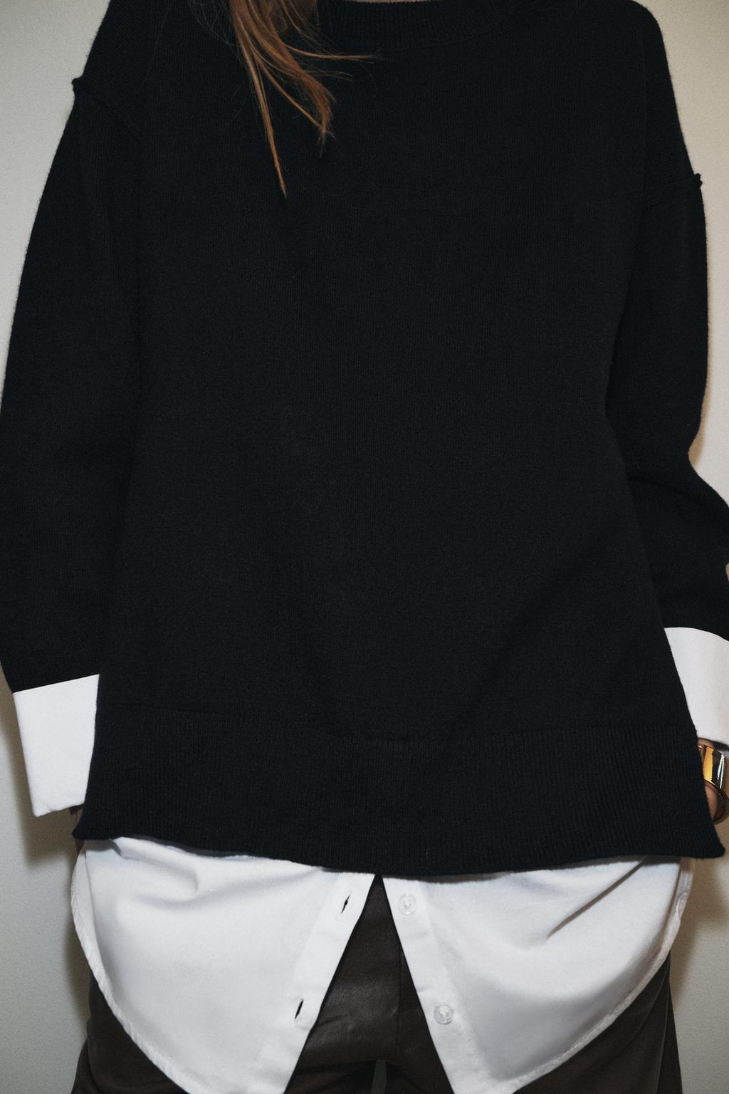 СВИТЕР С КОМБИНИРОВАННЫМ ПОПЛИНОМ