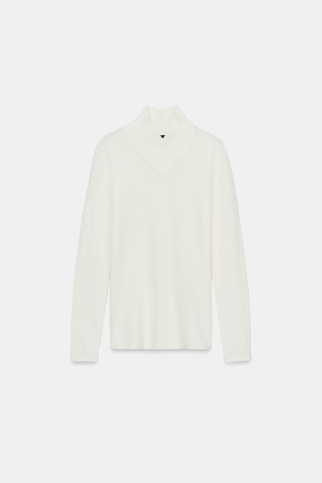 СВИТЕР ИЗ СМЕСОВОЙ ШЕРСТИ С ПЕРЕКРЕЩЕННЫМ ВОРОТНИКОМ