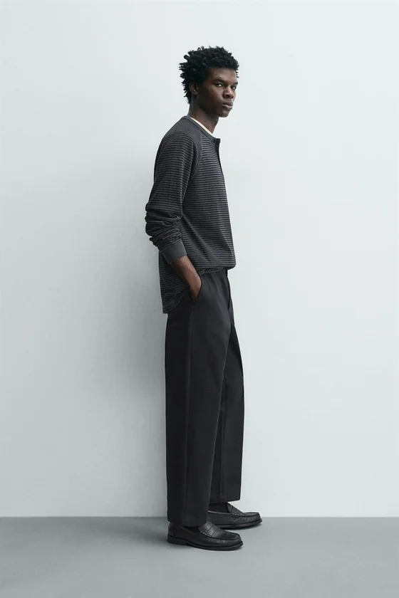 БРЮКИ STRAIGHT FIT ИЗ РЕЛЬЕФНОЙ ТКАНИ