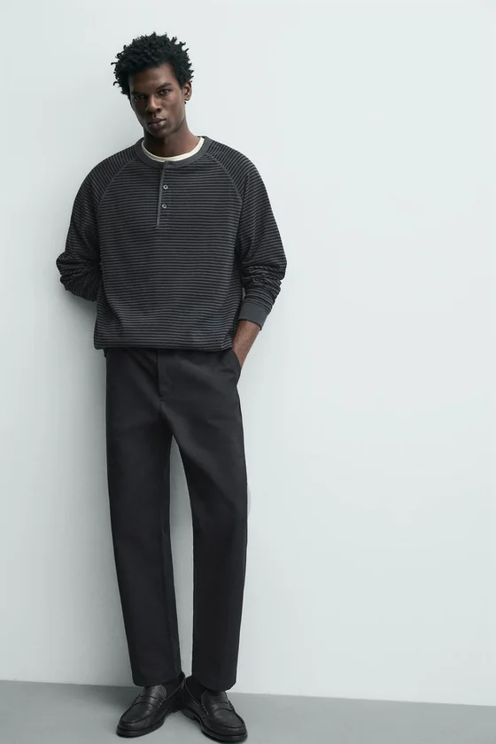 БРЮКИ STRAIGHT FIT ИЗ РЕЛЬЕФНОЙ ТКАНИ