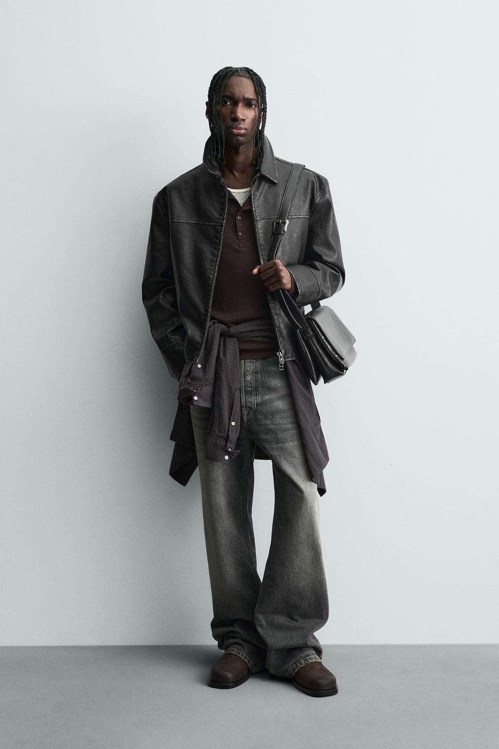 КУРТКА ИЗ ИСКУССТВЕННОЙ КОЖИ С ЭФФЕКТОМ ПОТЕРТОСТИ