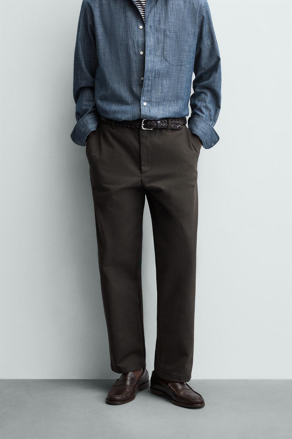 БРЮКИ STRAIGHT FIT ИЗ РЕЛЬЕФНОЙ ТКАНИ