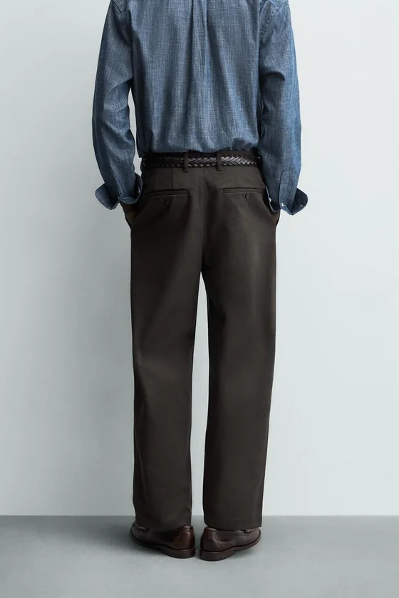 БРЮКИ STRAIGHT FIT ИЗ РЕЛЬЕФНОЙ ТКАНИ