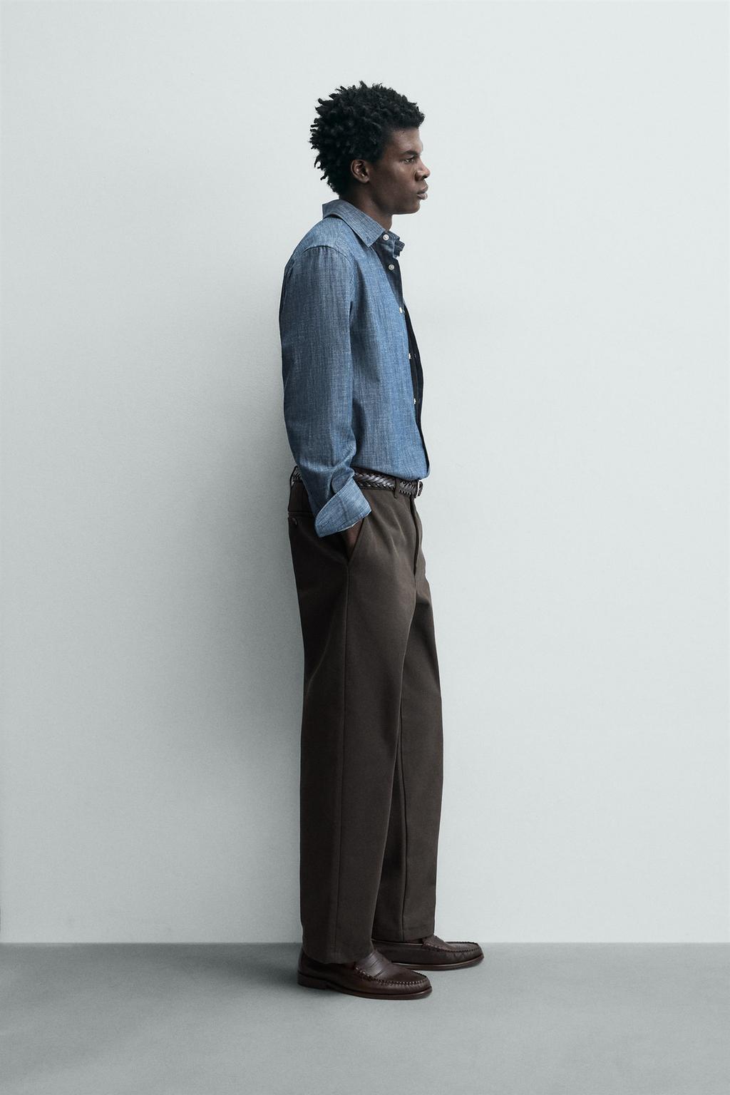 БРЮКИ STRAIGHT FIT ИЗ РЕЛЬЕФНОЙ ТКАНИ