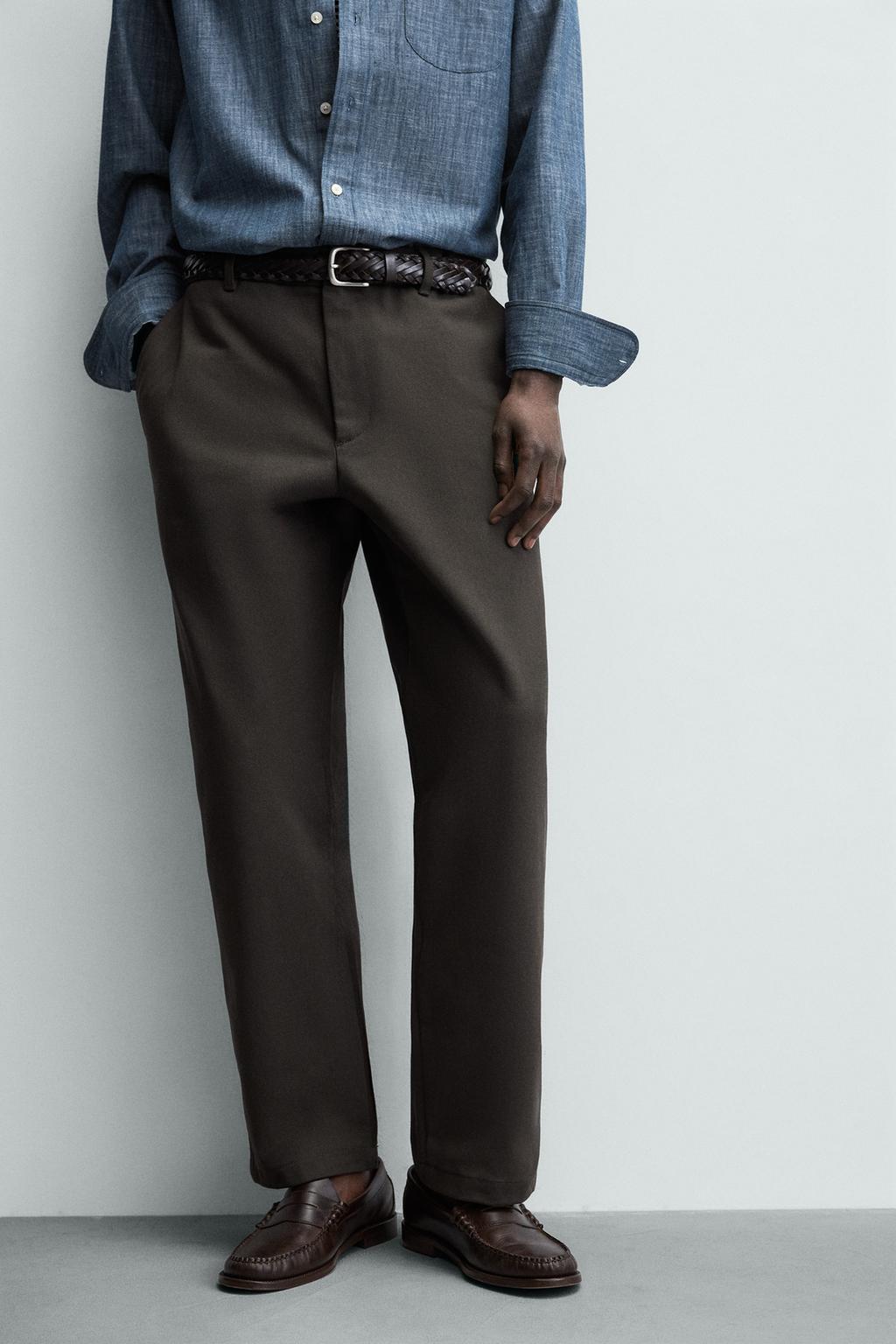 БРЮКИ STRAIGHT FIT ИЗ РЕЛЬЕФНОЙ ТКАНИ