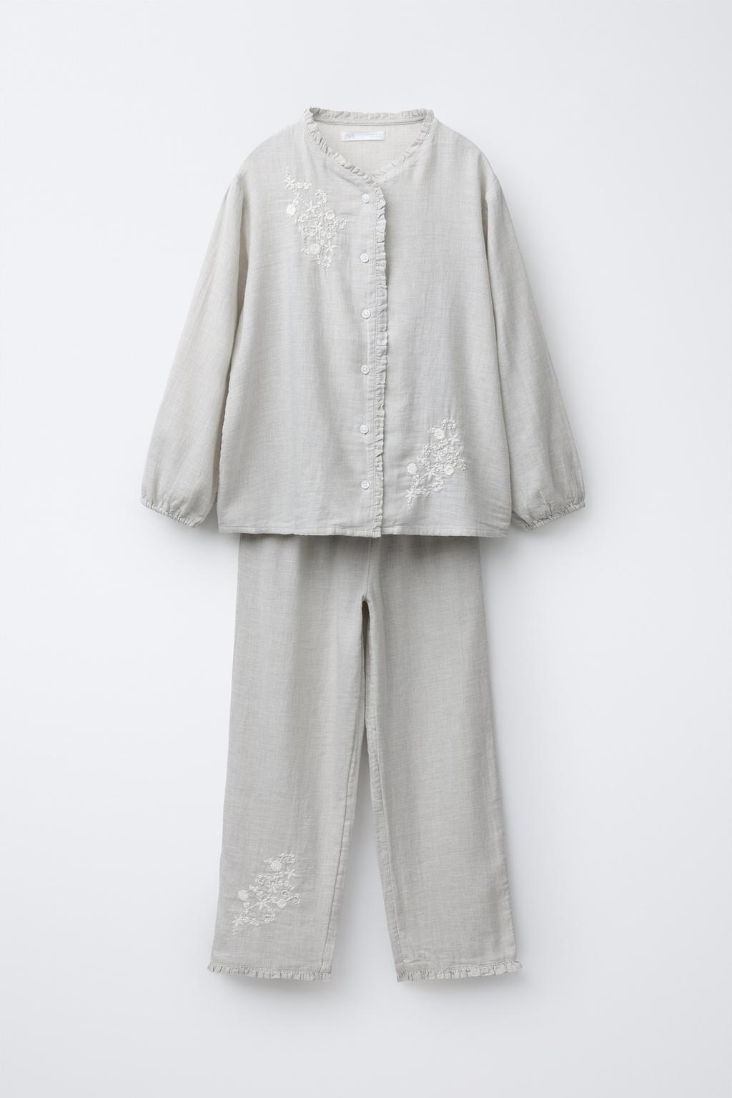 6-14 ЛЕТ/ПИЖАМА С ВЫШИВКОЙ «ЦВЕТЫ»