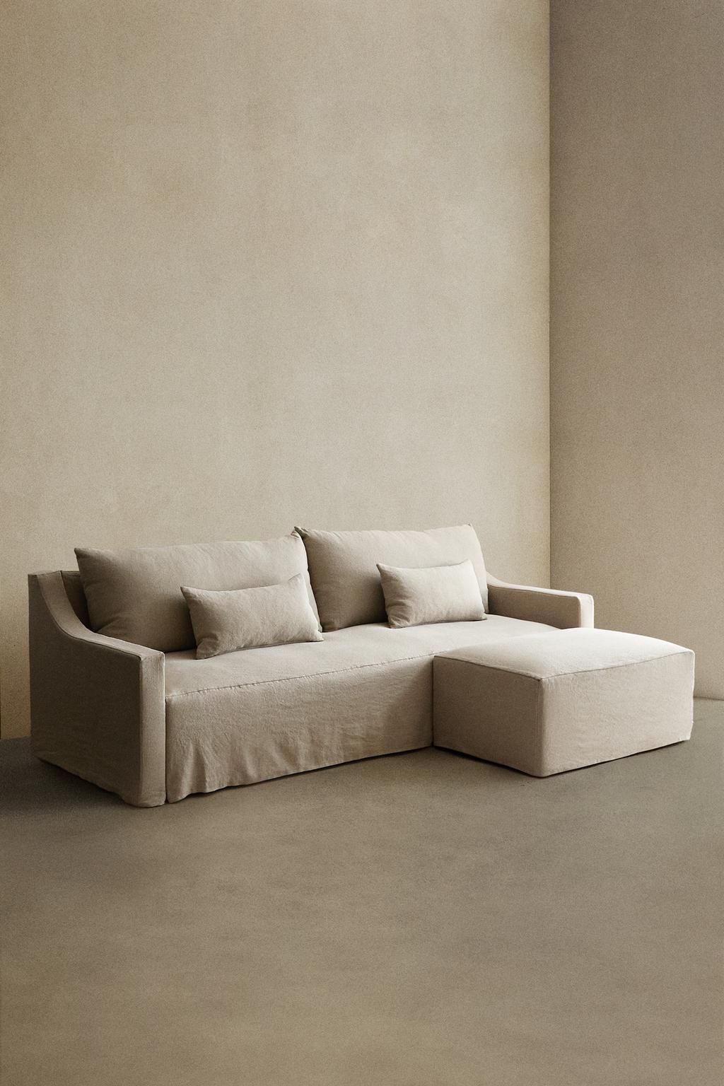 Диван с съемным чехлом из мятого льна