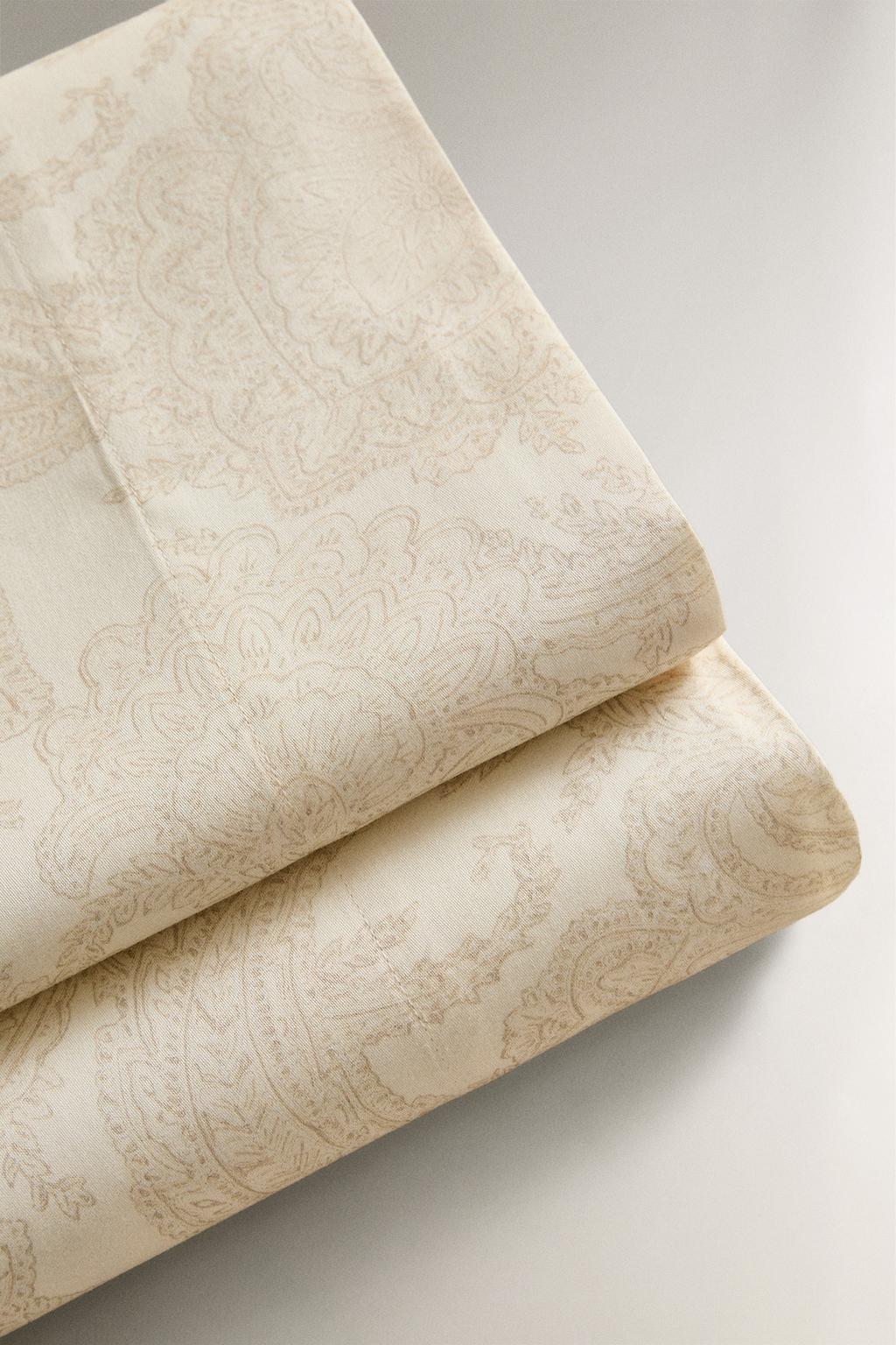 Простыня с рисунком пейсли из хлопкового сатина