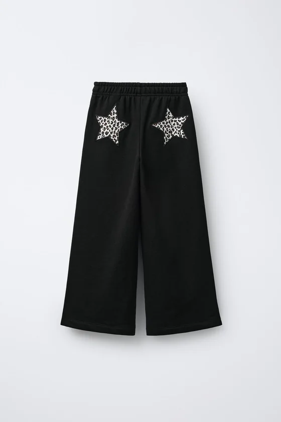 БРЮКИ WIDE LEG ИЗ МЯГКОЙ ТКАНИ СО ЗВЕЗДАМИ