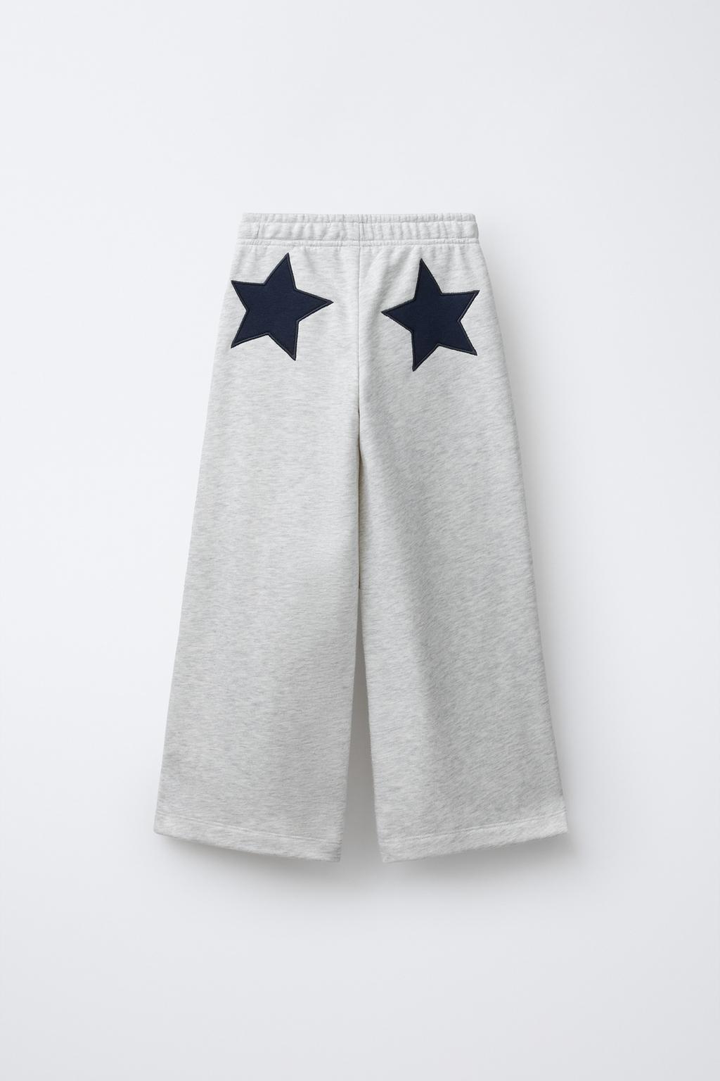 БРЮКИ WIDE LEG ИЗ МЯГКОЙ ТКАНИ СО ЗВЕЗДАМИ