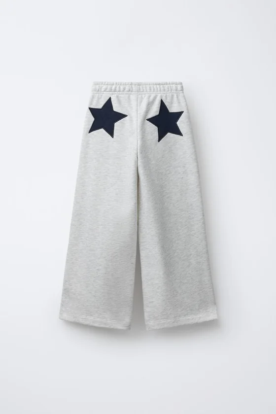 БРЮКИ WIDE LEG ИЗ МЯГКОЙ ТКАНИ СО ЗВЕЗДАМИ