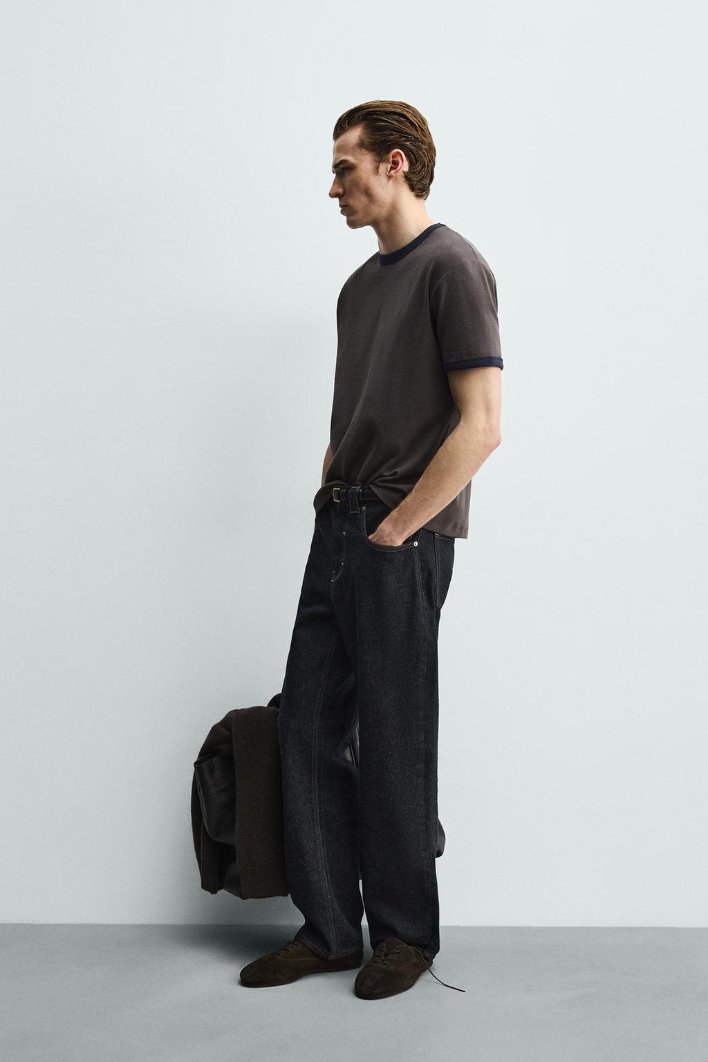 ФУТБОЛКА В РУБЧИК С КОНТРАСТНОЙ ОТДЕЛКОЙ БАЗОВАЯ