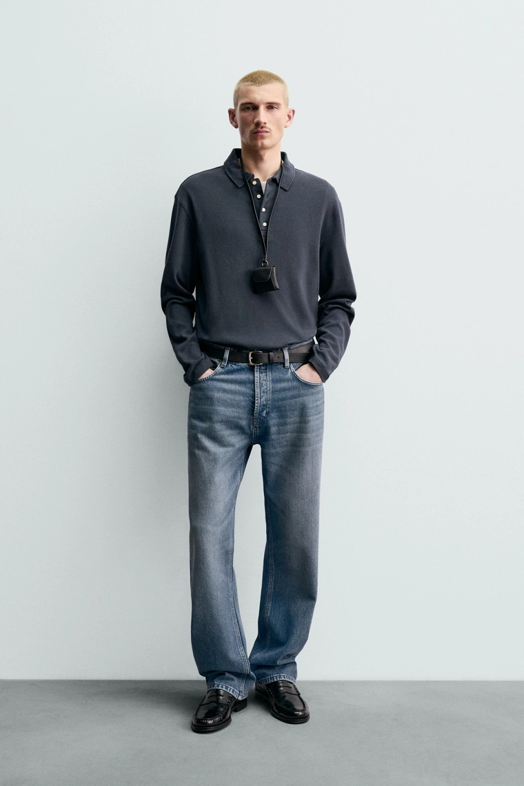 Поло с текстурой «под бархат» из коллекции origins