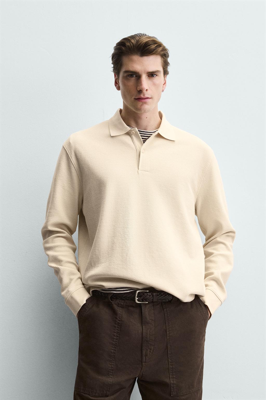 ПОЛО В ПОЛОСКУ С РЕЛЬЕФНОЙ ТЕКСТУРОЙ