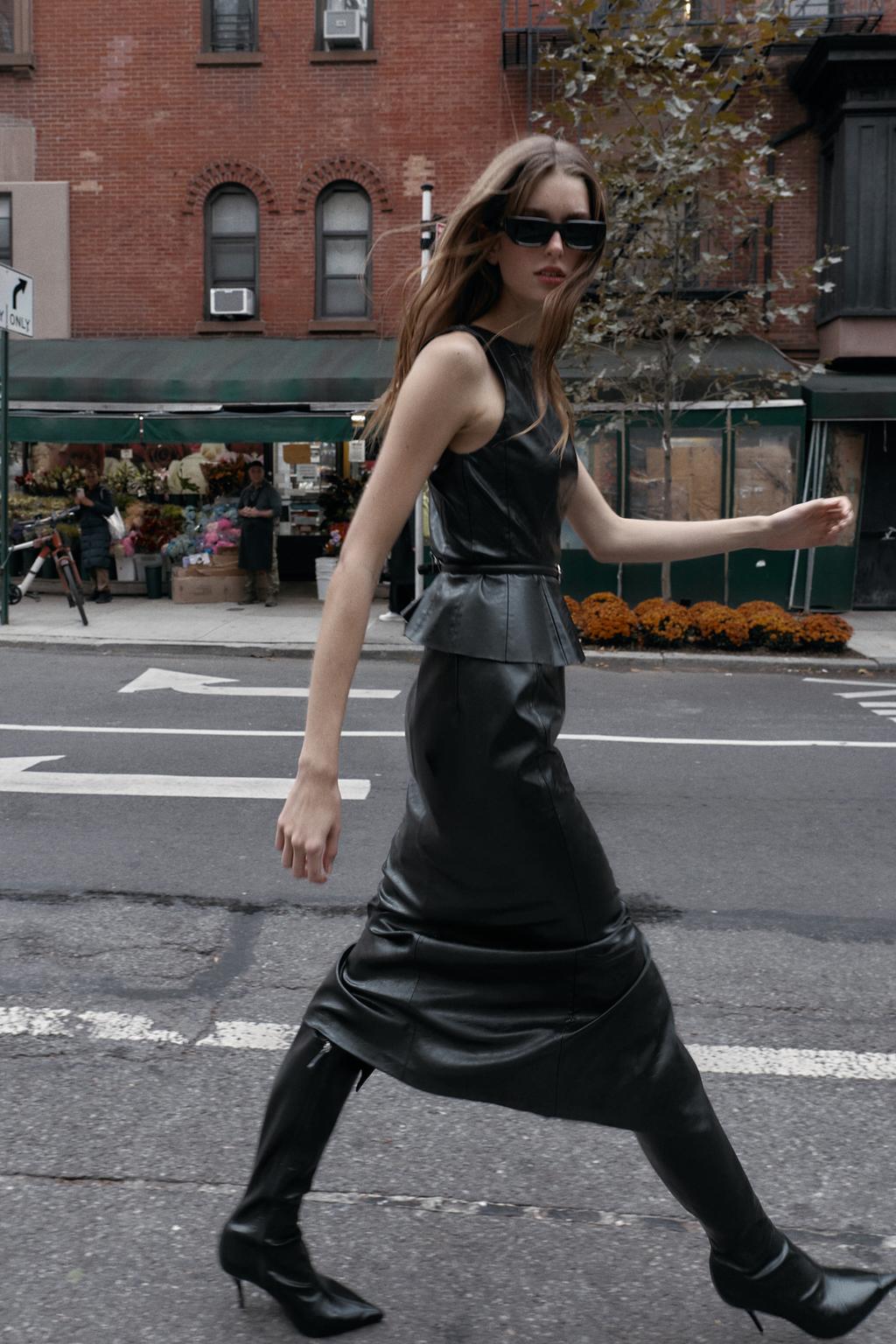 ЮБКА МИДИ ИЗ ИСКУССТВЕННОЙ КОЖИ