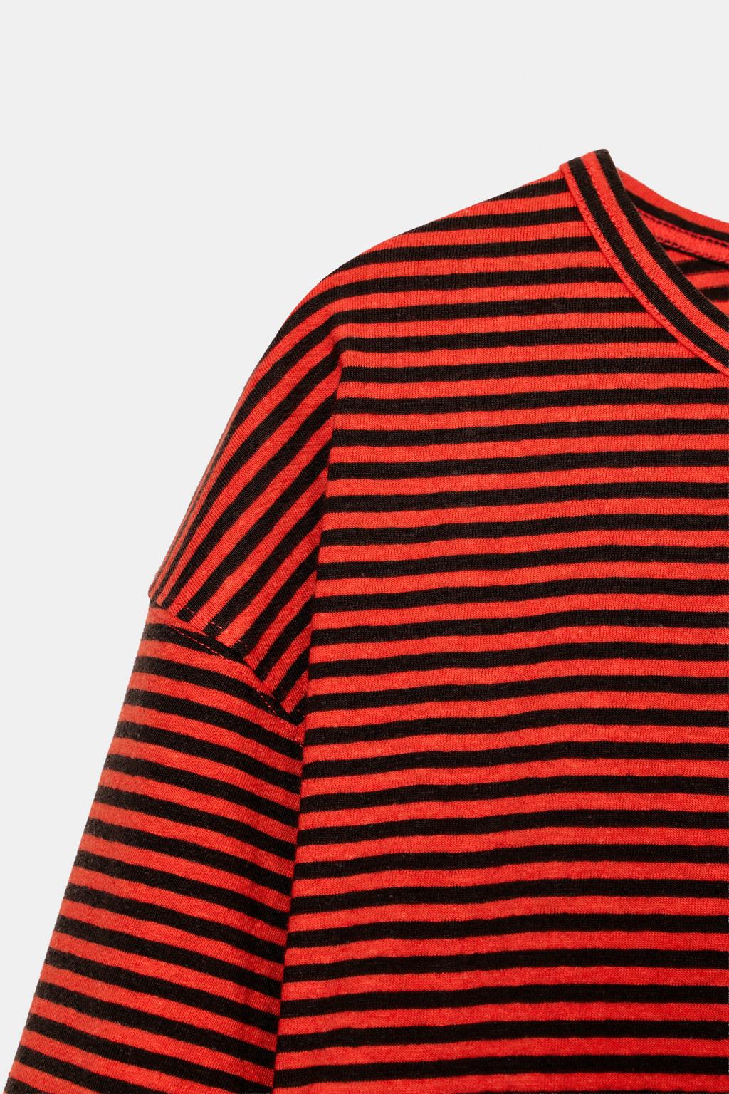 ФУТБОЛКА ИЗ ХЛОПКА И ЛЬНА В ПОЛОСКУ