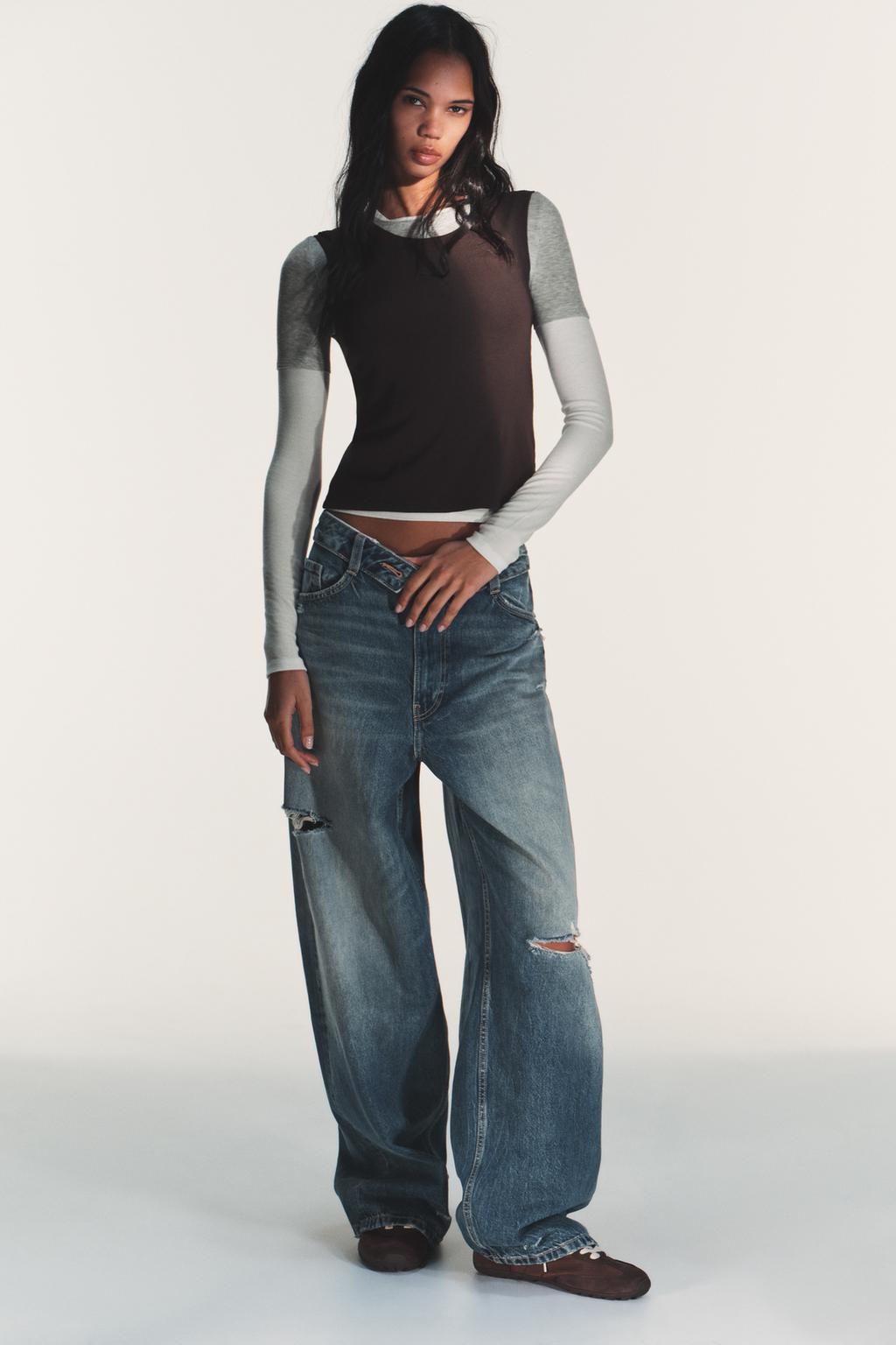 ФУТБОЛКА С ЭФФЕКТОМ ТРОЙНОГО СЛОЯ И ДЛИННЫМИ РУКАВАМИ