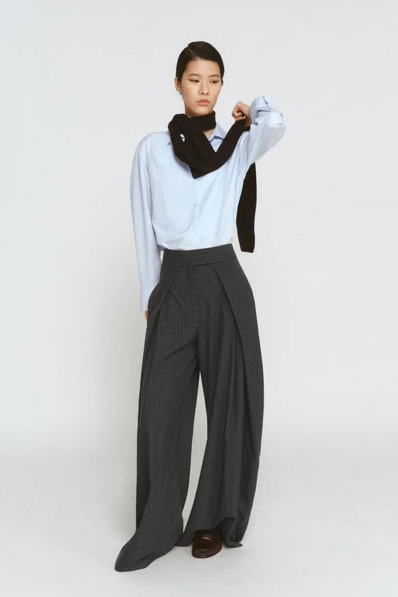 БРЮКИ WIDE LEG С ЗАЩИПАМИ — ZW COLLECTION