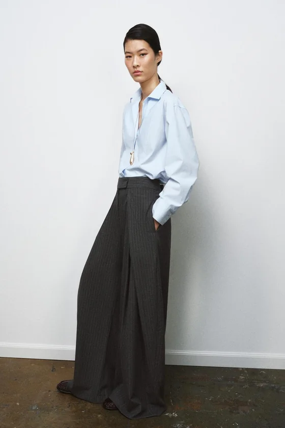 БРЮКИ WIDE LEG С ЗАЩИПАМИ — ZW COLLECTION
