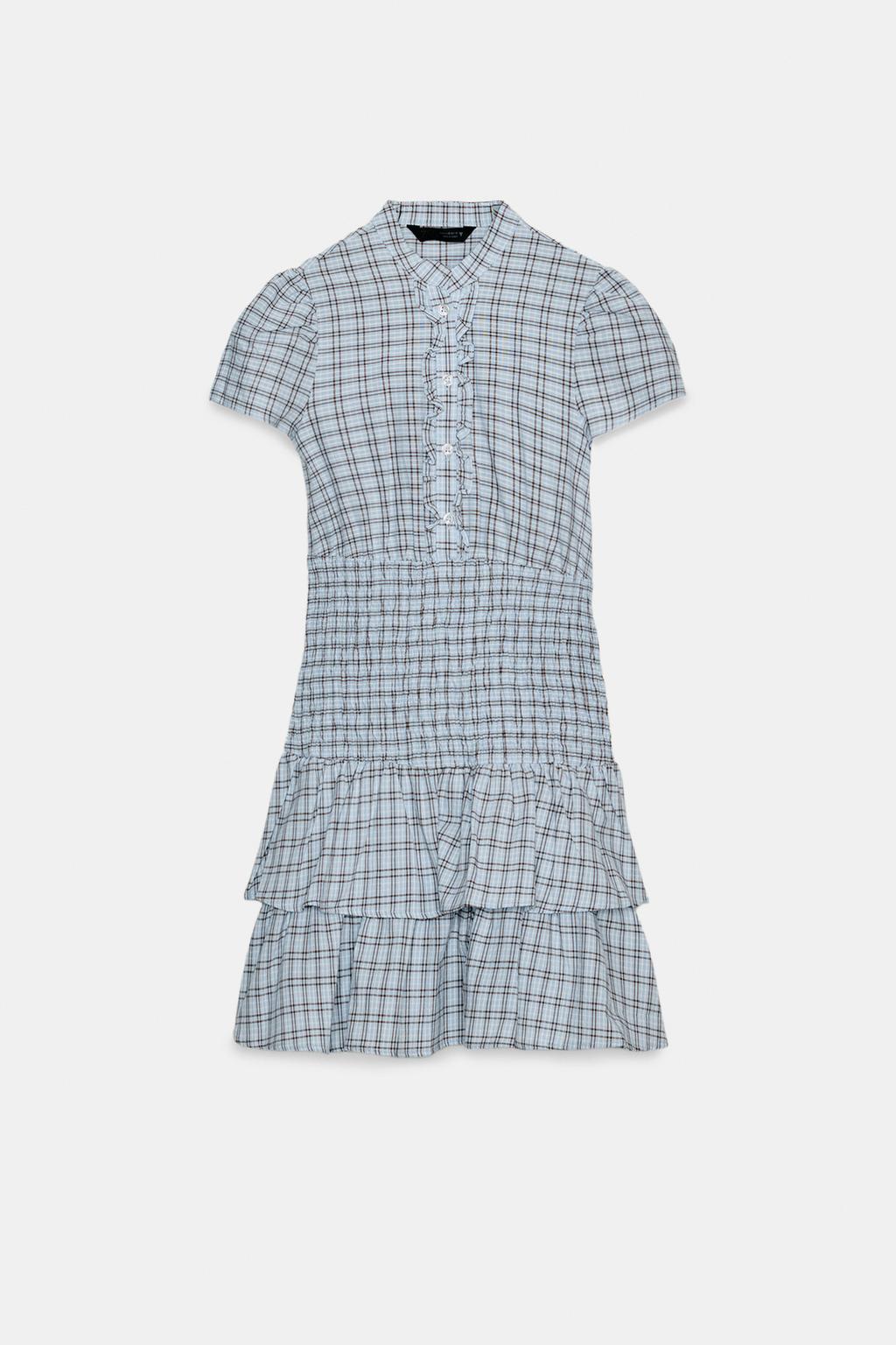 КОРОТКОЕ ПЛАТЬЕ В КЛЕТКУ С ВОЛАНАМИ