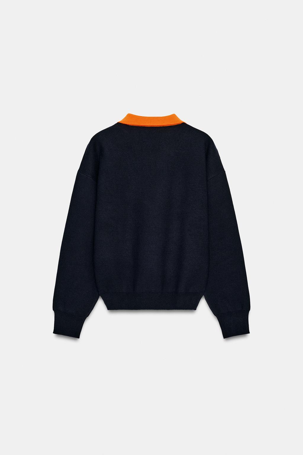 ВЯЗАНЫЙ ДЖЕМПЕР ПОЛО С КОНТРАСТНЫМ ВОРОТНИКОМ