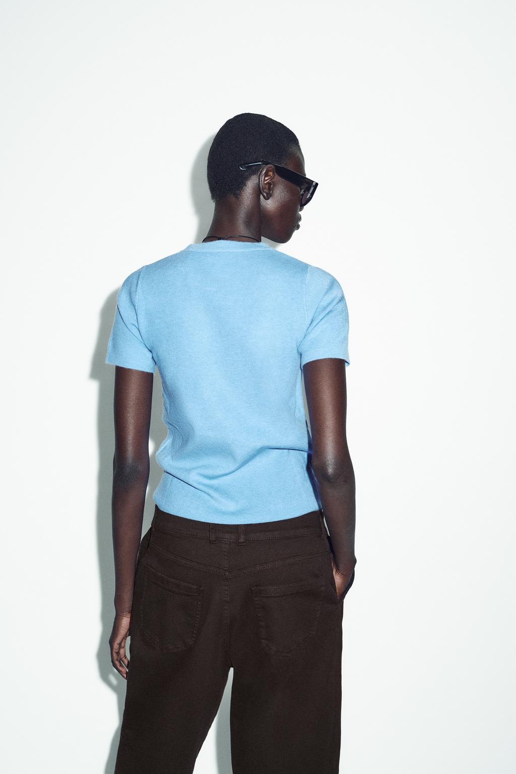 СВИТЕР С КОРОТКИМИ РУКАВАМИ ИЗ МЯГКОГО ТРИКОТАЖА