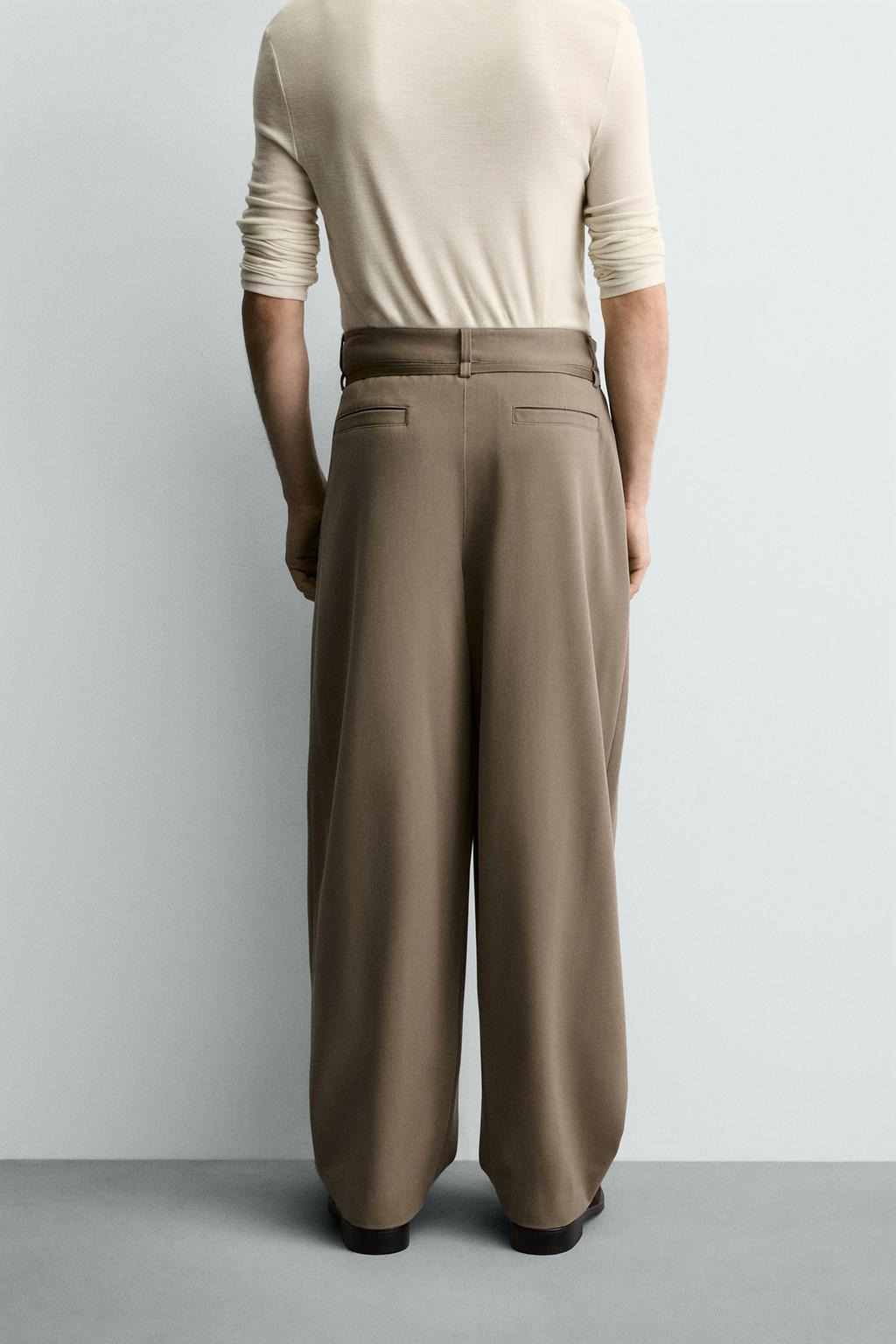 БРЮКИ BALLOON FIT С ЗАЩИПАМИ И ПОЯСОМ