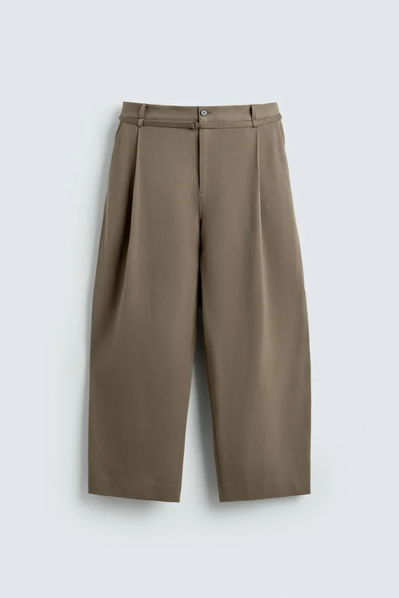 БРЮКИ BALLOON FIT С ЗАЩИПАМИ И ПОЯСОМ