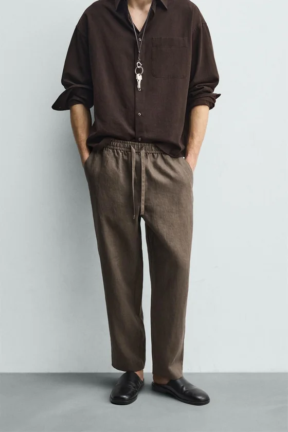 БРЮКИ RELAXED FIT ИЗ 100% ЛЬНА
