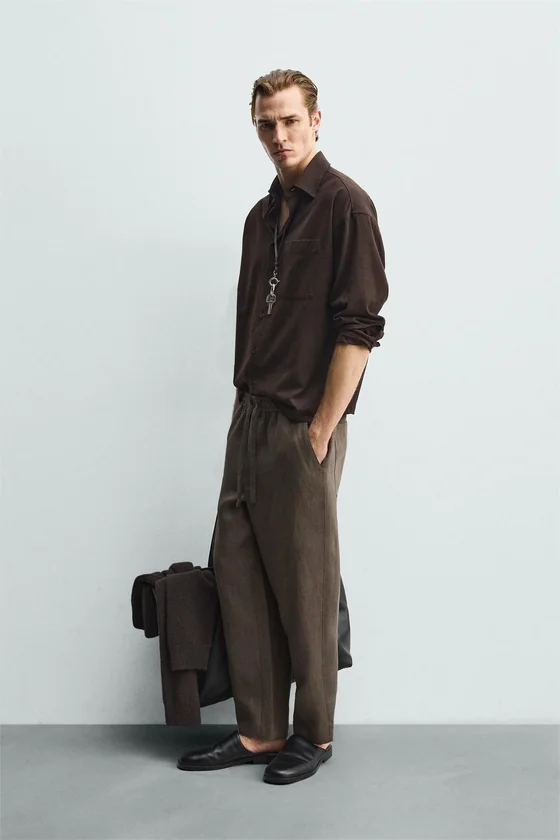 БРЮКИ RELAXED FIT ИЗ 100% ЛЬНА