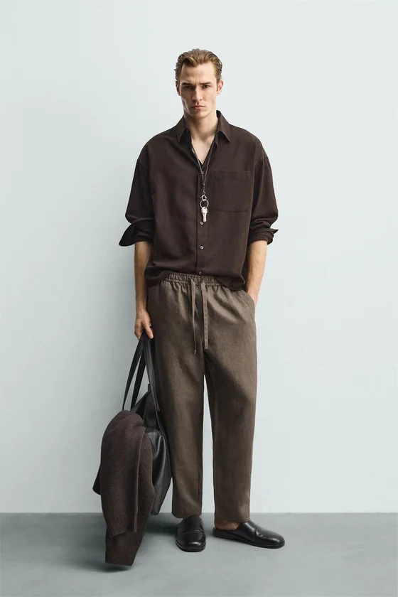 БРЮКИ RELAXED FIT ИЗ 100% ЛЬНА