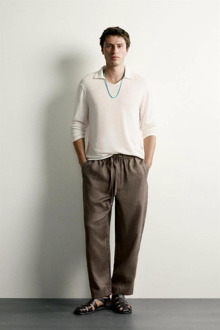 БРЮКИ RELAXED FIT ИЗ 100% ЛЬНА