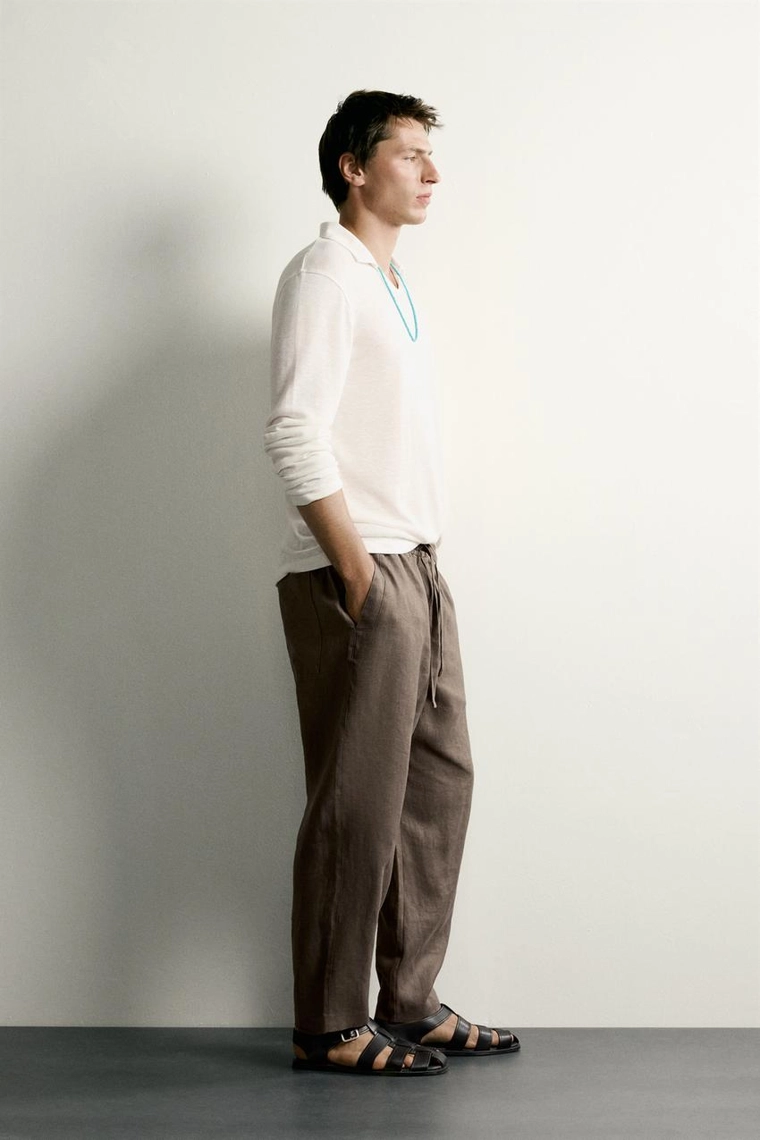 БРЮКИ RELAXED FIT ИЗ 100% ЛЬНА