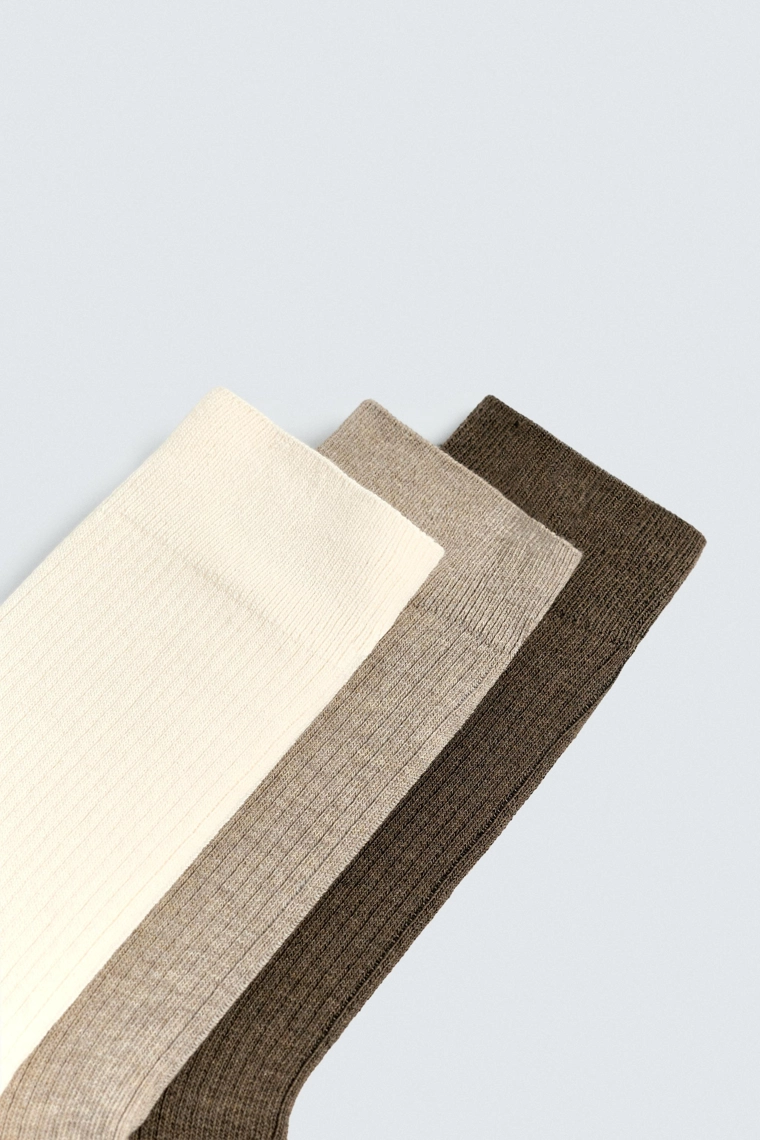 Набор из трех пар носков среднего веса с ребристыми рельефами