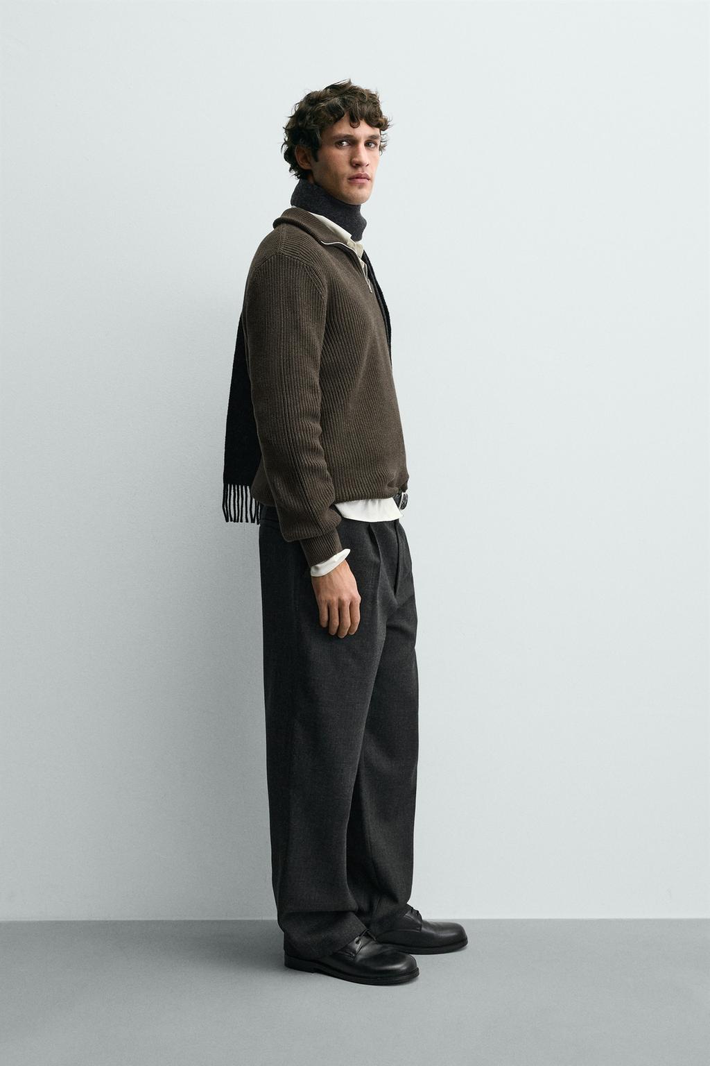 СВИТЕР ИЗ ЖЕМЧУЖНОЙ ВЯЗКИ С ВОРОТНИКОМ НА МОЛНИИ