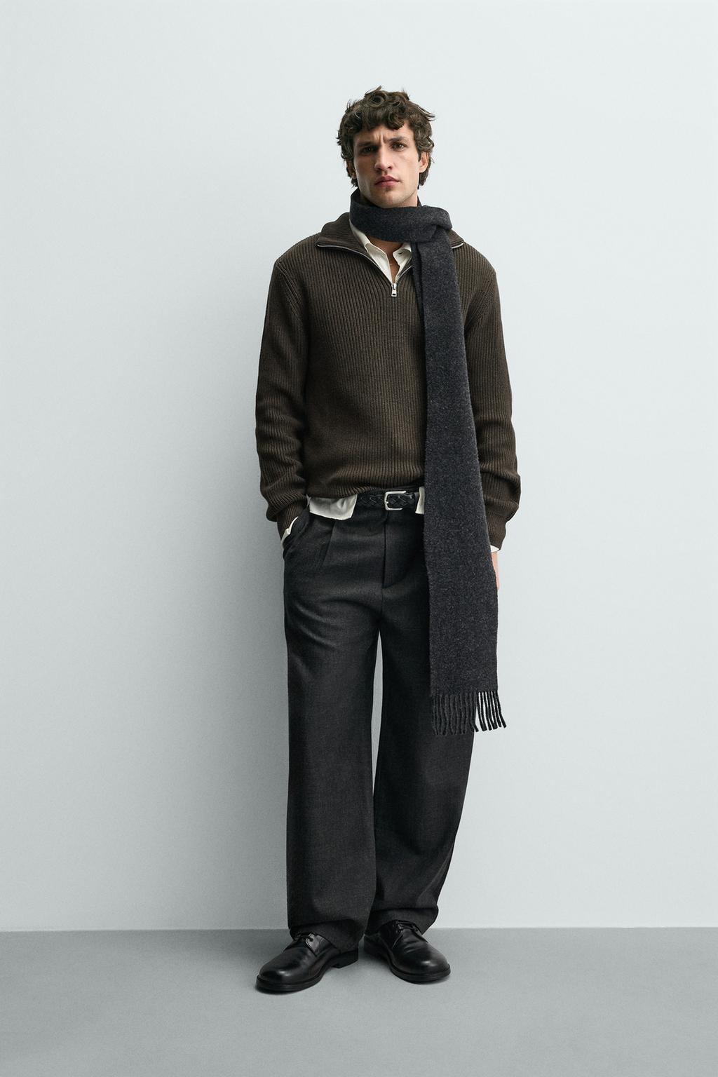 СВИТЕР ИЗ ЖЕМЧУЖНОЙ ВЯЗКИ С ВОРОТНИКОМ НА МОЛНИИ