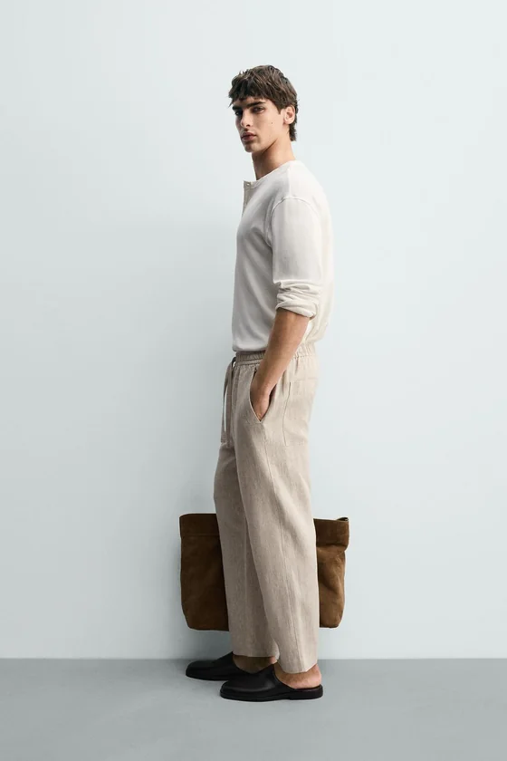 БРЮКИ RELAXED FIT ИЗ 100% ЛЬНА