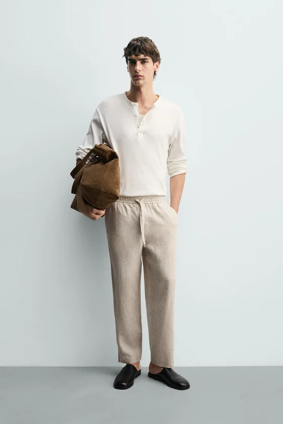 БРЮКИ RELAXED FIT ИЗ 100% ЛЬНА