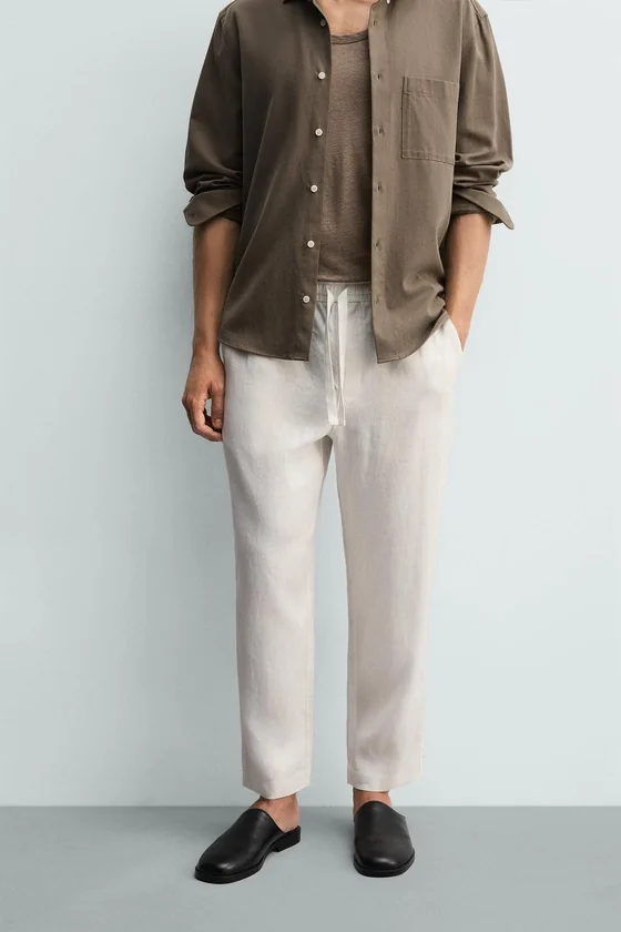 БРЮКИ RELAXED FIT ИЗ 100% ЛЬНА