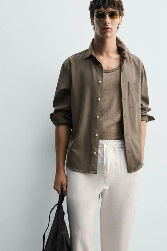 БРЮКИ RELAXED FIT ИЗ 100% ЛЬНА