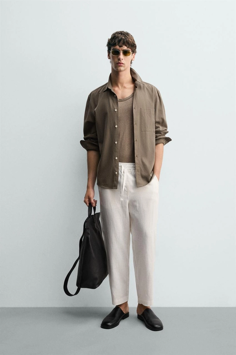 БРЮКИ RELAXED FIT ИЗ 100% ЛЬНА