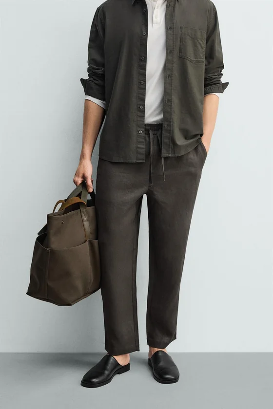 БРЮКИ RELAXED FIT ИЗ 100% ЛЬНА